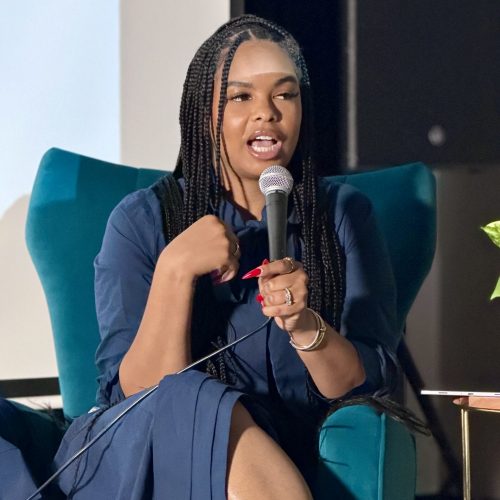 Chelsea Cox sharing her approach to creating civic engagement content at Love Now Media's Content, Context and Cash Flow event.